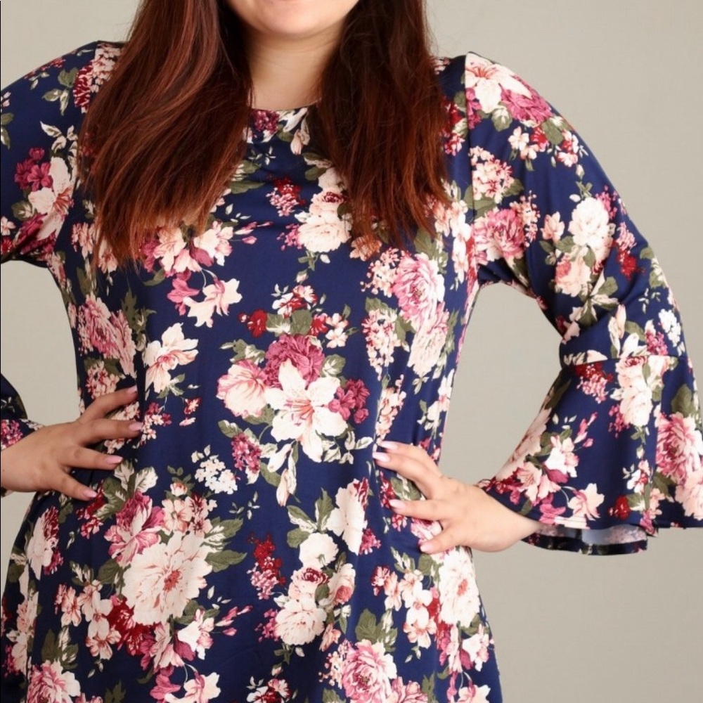 Plus Navy Floral Blouse